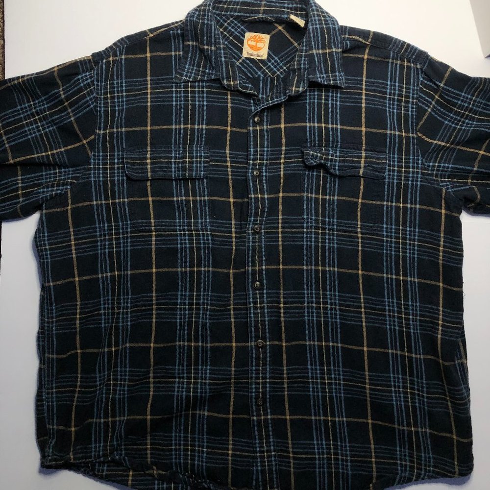 Timberland Men's Blue Flannel Long Sleeve Shirt Size XL